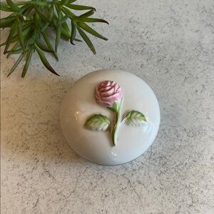 Vintage Elizabeth Arden Orient Express Japan Porcelain  Rose Trinket Box candle